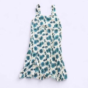 Blue Sky Clothing Floral Linen Bamboo Dress Pockets Fair Trade L